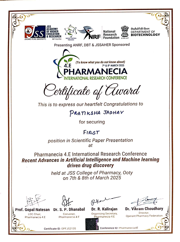 certificate dr. pratiksha