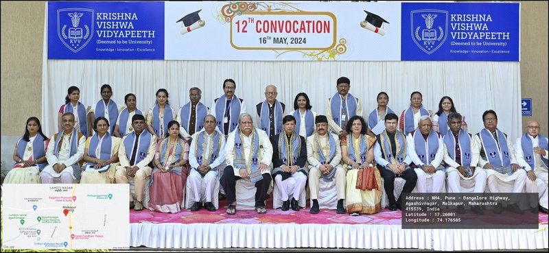 Hon’ble Dr. Suresh Bhosale, Chancellor, KVV, Hon’ble Padma Shri, Dr. Raman Gangakhedkar, Chief Guest, Hon’ble Dr. Vedprakash Mishra, Chief Advisor to Hon’ble Chancellor and KVV, Hon’ble Dr. P. H. Shingar, Pro Chancellor, KVV, Hon’ble Dr. Mrs. Neelam Mishra, Vice Chancellor, KVV, along with Members of Board of Management