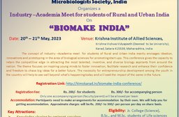 National Level Student Conference 2023,  Industry-Academia Meet for students of Rural and Urban India on  BIOMAKE IN INDIA