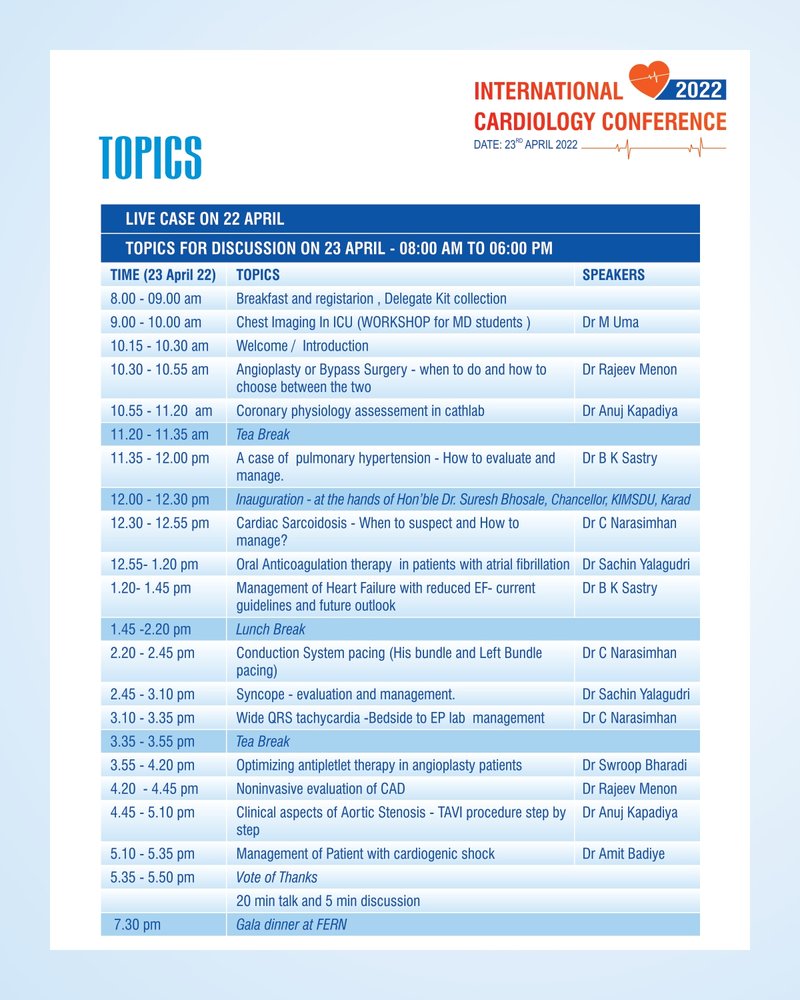 International Cardiology Conference Topic for Discussion