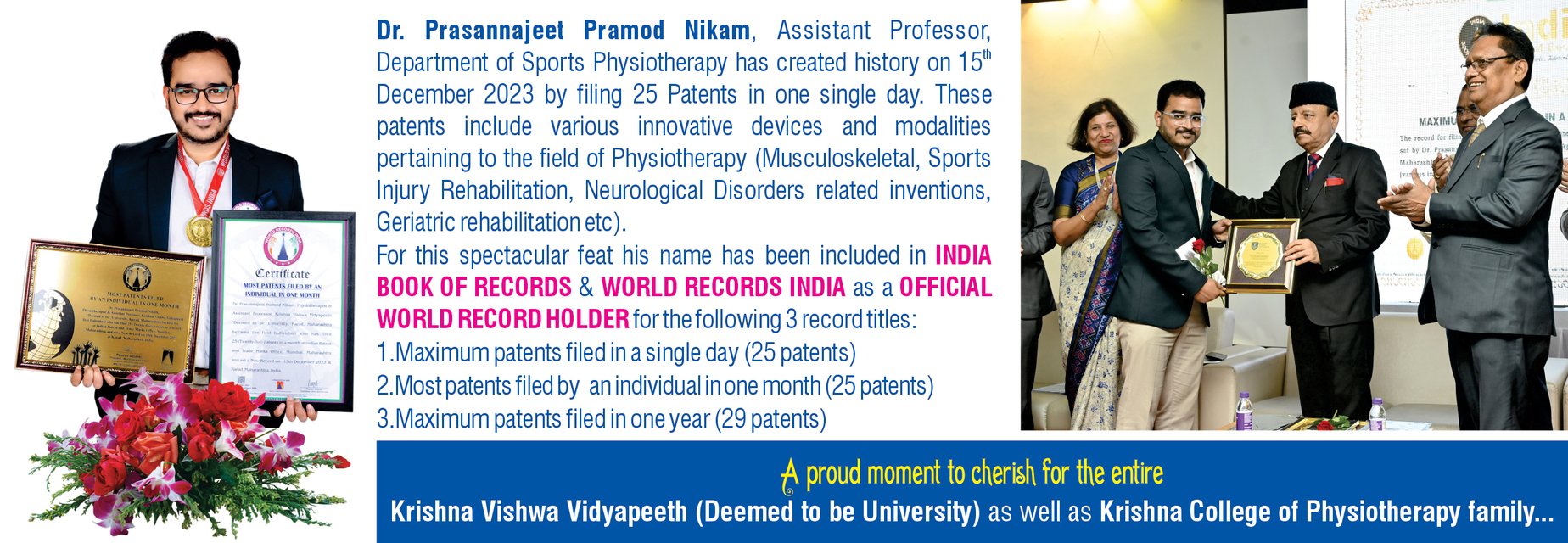 Dr.Prasannajeet Pramod Nikam, Assistant Professor, Department of Sports Physiotherapy